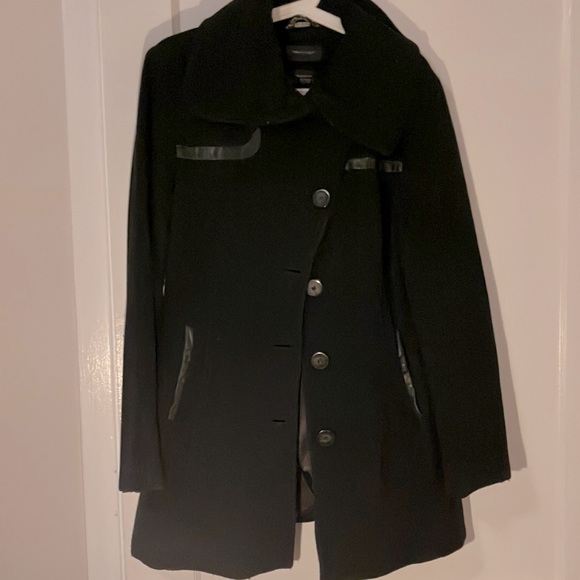 Mackage wool-cashmere blend pea coat with leather detailing - Picture 1 of 6